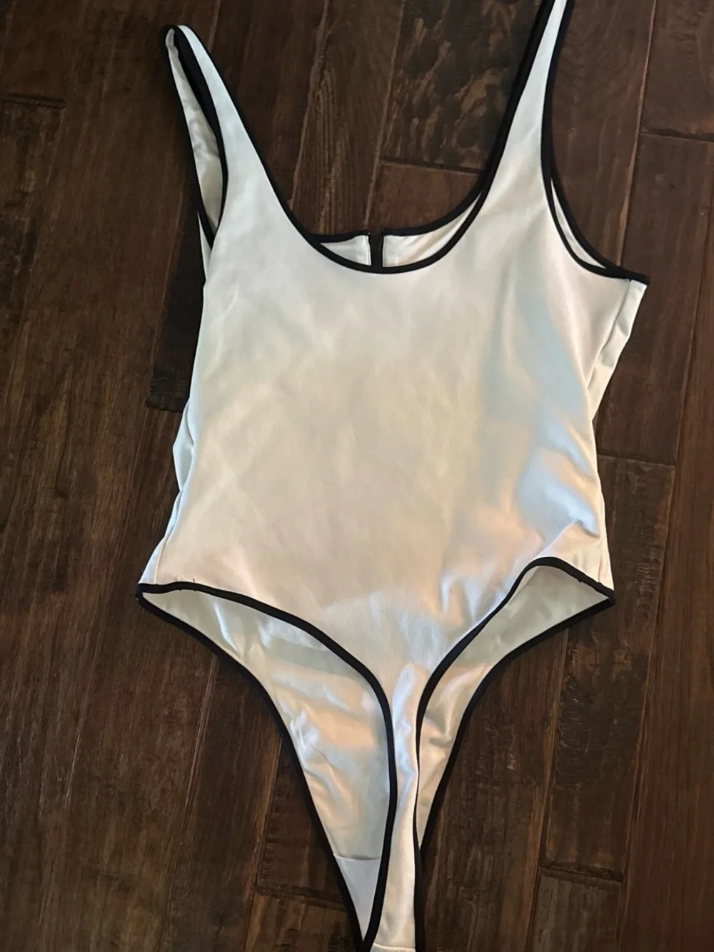 Alo Womens White One-Piece Swimsuit with Front Zip